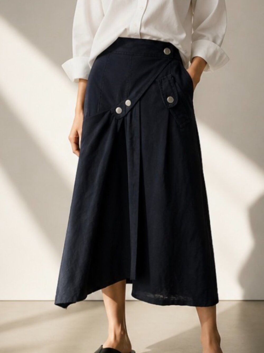 Tibi Asymmetrical Utility Midi Skirt Snap Detail Spring Runway 2018 Sz 8 - Picture 2 of 7